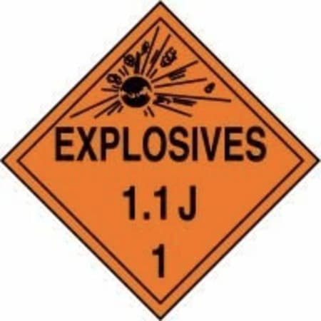 Accuform DOT PLACARD HAZARD CLASS 1  MPL18CT100 MPL18CT100